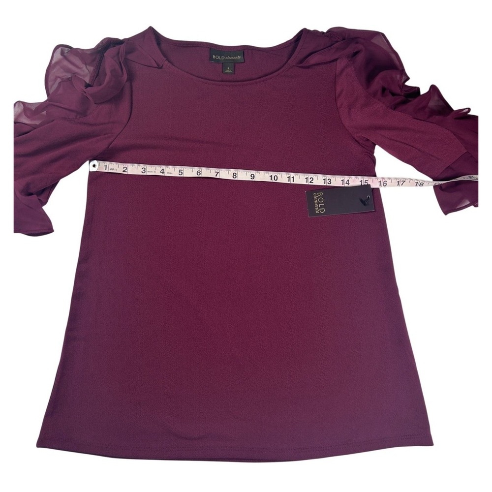 Bold Elements Zinfandel Cold Shoulder Ruffle Sleeve Blouse Size Small New NWT - Picture 10 of 10
